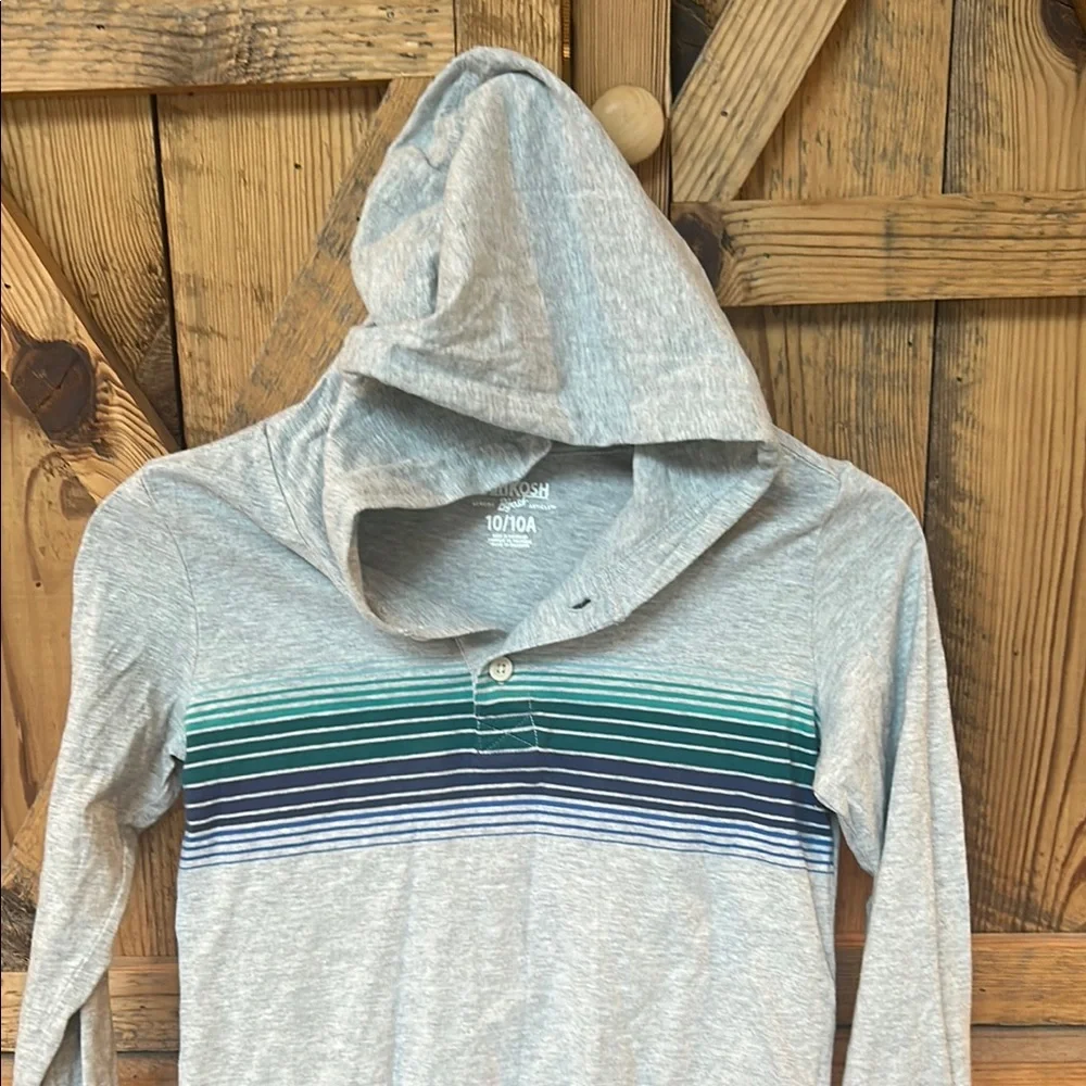 OshKosh B'gosh Gray and Blue hooded Long Sleeve Tee